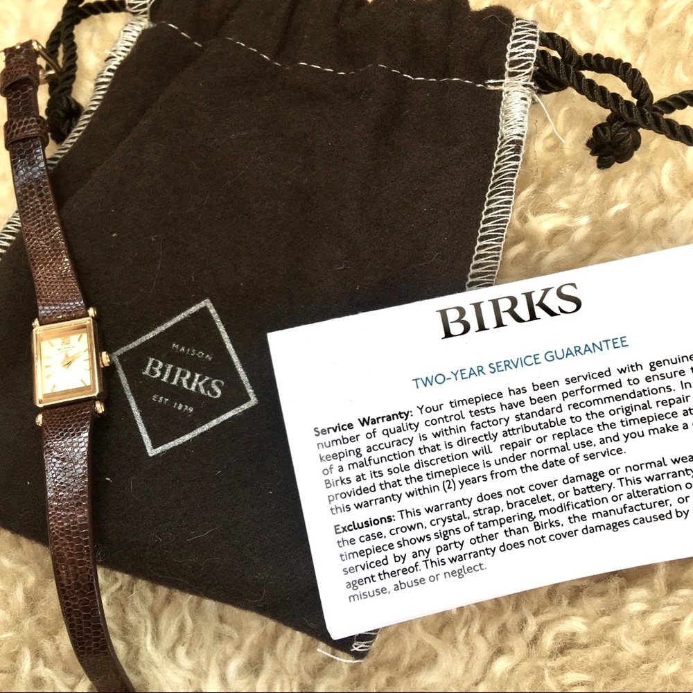 Birks vintage 18k gold and lizard watch